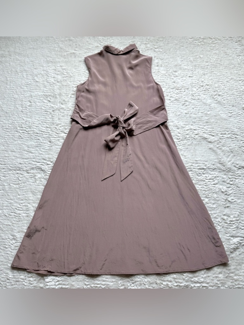 Lilysilk Mulberry Silk Shirtwaist Dress S Collar Belt Minimalist Capsule Mauve - Picture 5 of 14